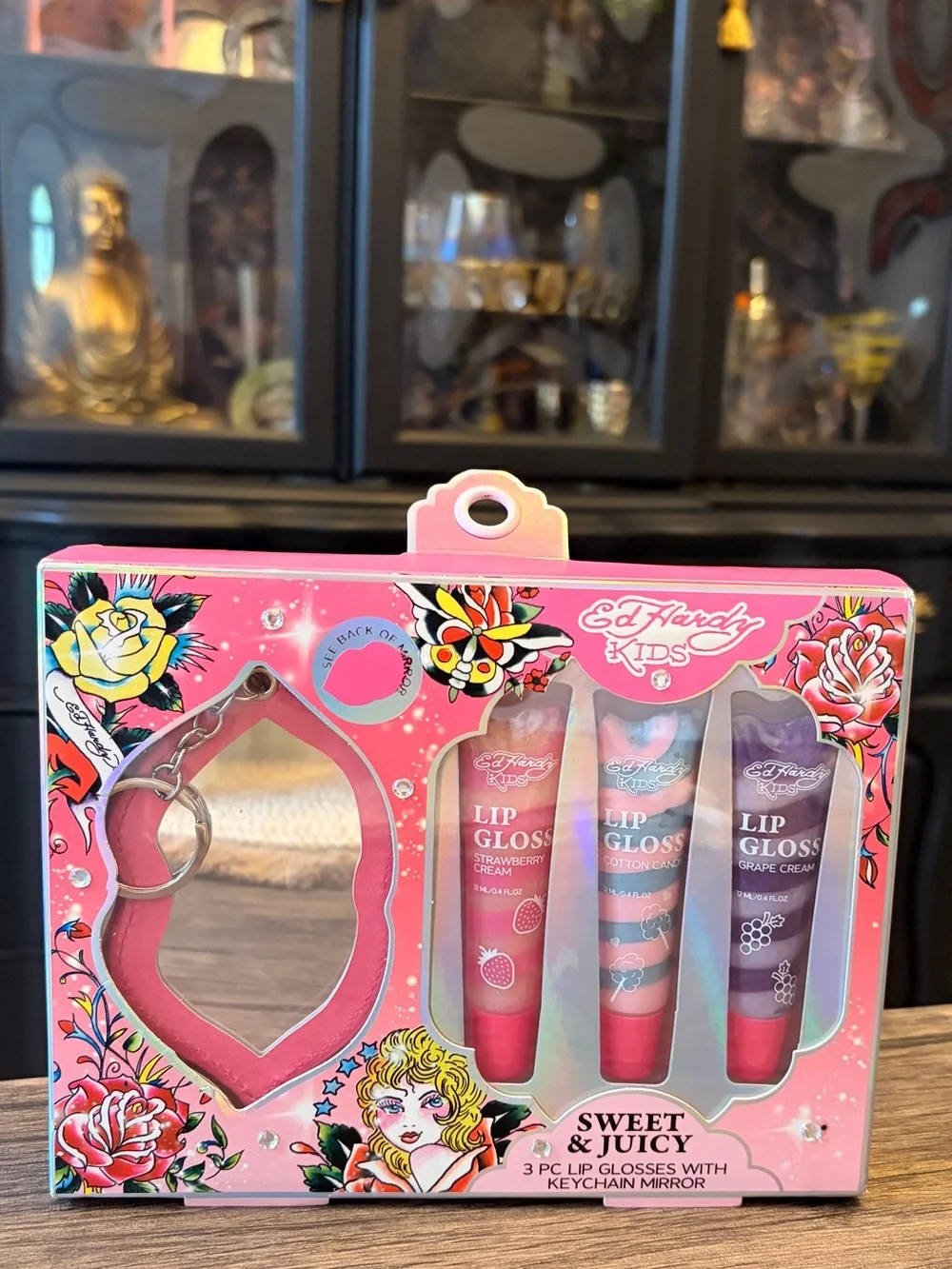 Ed Hardy Sweet & Juicy Lip Gloss Trio with Keychain Mirror